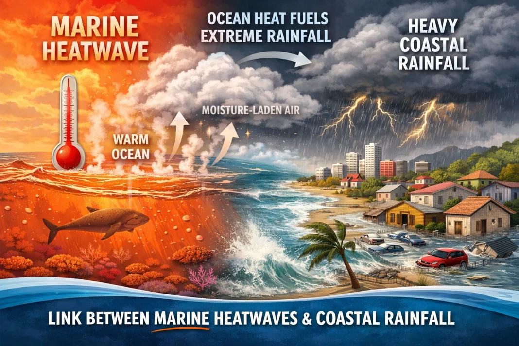 Marine heatwave causing coastal flooding